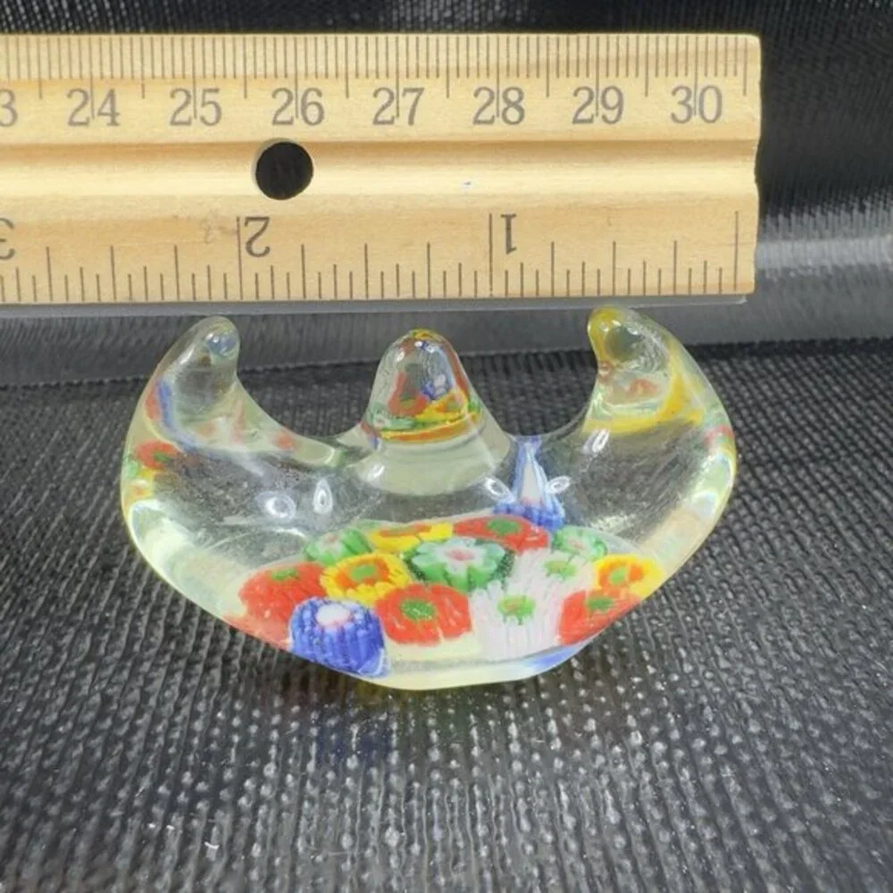 Vintage Chinese Art‎ Glass Holder Brush Pen Holder Millefiori Glass Figurine VTG